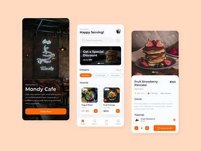 Mondy Cafe app cafe clean food menu mobile restaurant ui