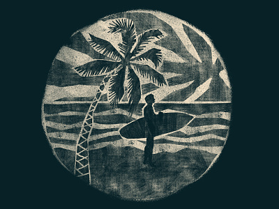 California beach california illustration monochrome ocean palm surf vintage