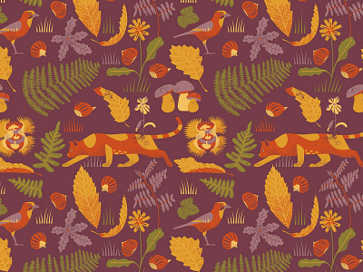 Autumn Pattern autumn chestnut fabric fall graphicdesign illustration illustrator jay nature pattern vintage