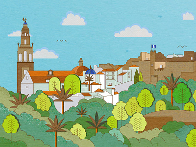 Bienvenidos a Carmona / Welcome to Carmona andalusia carmona colors design drawing history illustration lines panoramic sevilla skyline spain texture