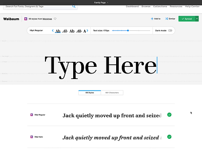 Monotype Fonts - OpenType preview idea