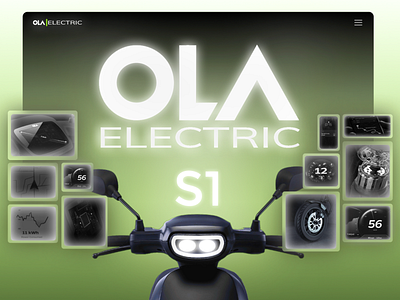 OLA ELECTRIC S1 3d black branding electric graphic design green ola olaelectric s1 scooter ui web website