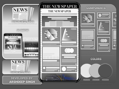 THE NEWSPAPER 2d black branding clean design graphic design newspaper ui