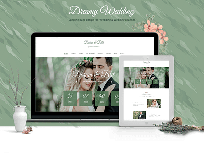 Dreamy Wedding -- PSD theme for wedding & wedding planner figma landing page photoshop ui user interface ux design webdesign wedding wedding invitation weddingphotography weddingplaner