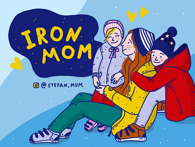 Iron Mom Family Portrait design family illustration iron mom people peoples portrait sketch vector