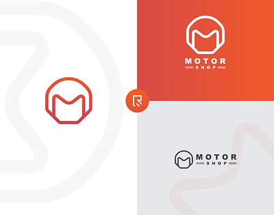 Motor Shop Logo Design, Minimalist Logo bike brand branding company company logo creative flat helmet letter logo logo logo design minimalist motor motor shop motorbike professional