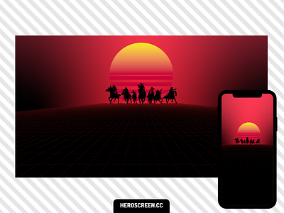 RDR in Synthwave Style Wallpapers background games outrun rdr red dead redemption synthwave wallpaper wallpaper design wallpapers