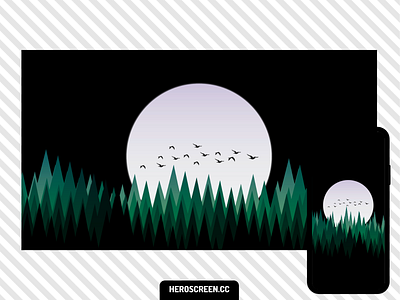 Desktop Wallpaper - Minimal forest night background flat forest landscape minimal minimalism moon wallpaper wallpaper design wallpapers