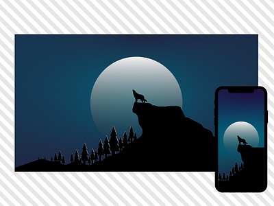 Wallpaper - Wolf Howling background cool desktop flat minimal minimalism mobile moon wallpaper wallpaper design wallpapers wolf