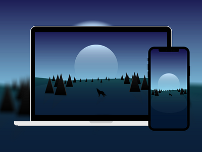 Wallpapers - Minimal night in the forest background cool flat minimal minimalism mobile moon wallpaper wallpaper design wallpapers wolf