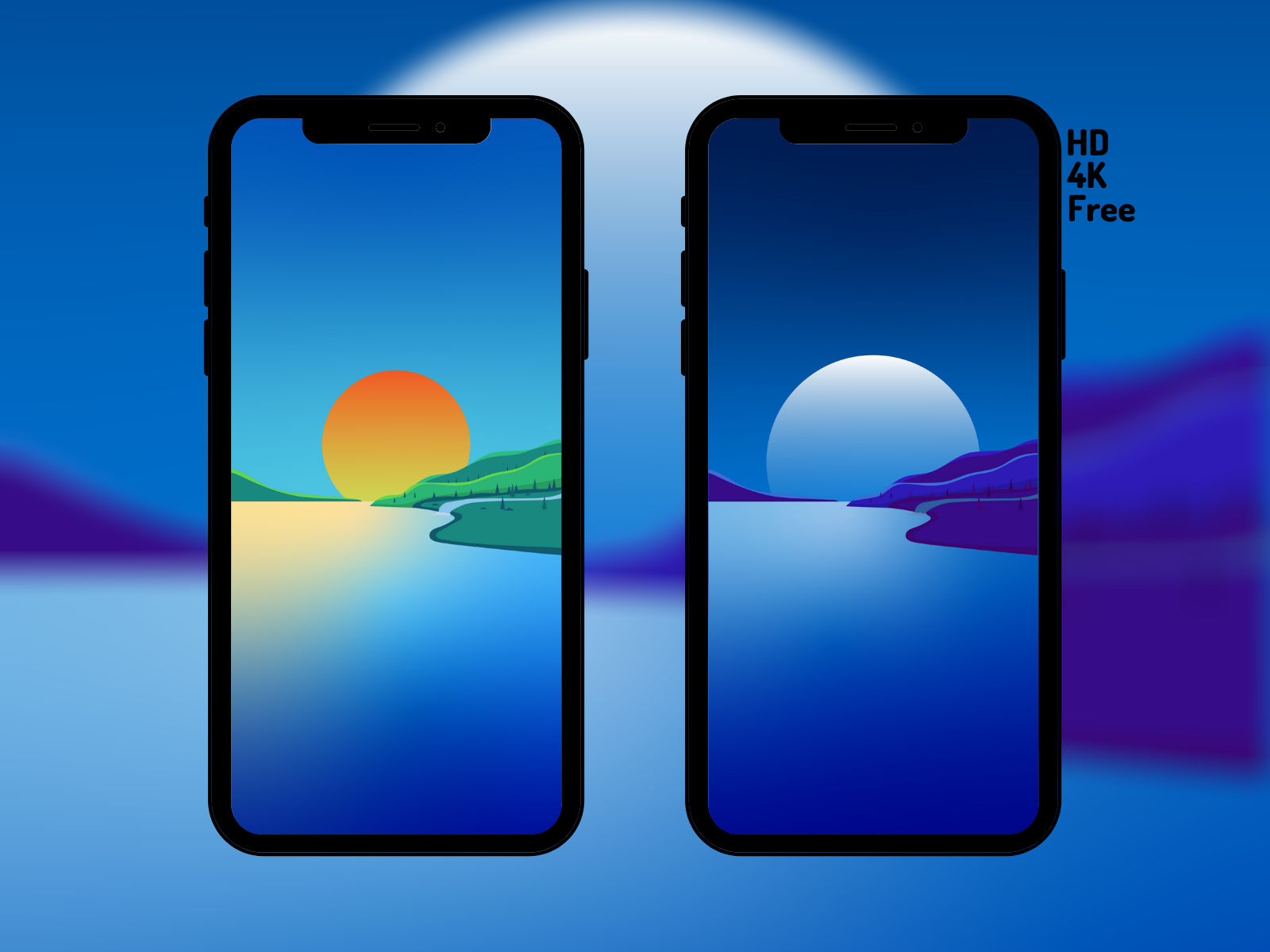 Phone wallpapers - Day and night minimalist view by Jorge Hardt on Dribbble