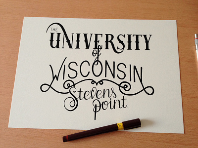 The University of Wisconsin Stevens Point hand lettering handlettering handmade rotring typography uwsp