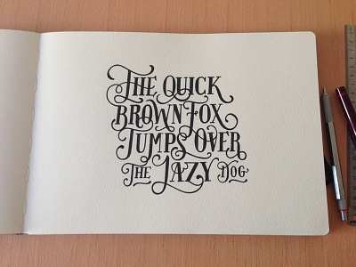 The quick brown fox serie, #5 black and white dots fox hand lettering handmade ink pangram pointillism prints rotring stippling typography