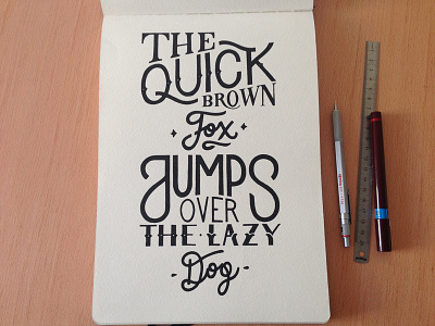 The quick brown fox serie, #7 black and white dots fox hand lettering handmade ink pangram pointillism prints rotring stippling typography