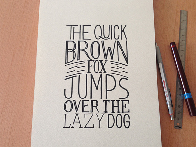 The quick brown fox serie, #9 black and white dots fox hand lettering handmade ink pangram pointillism prints rotring stippling typography
