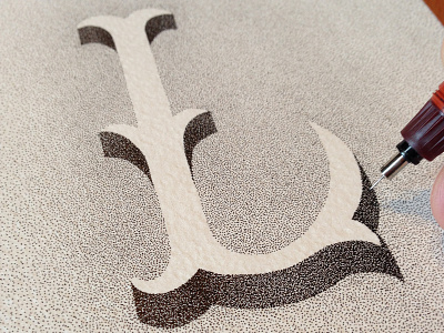Letter L, trying white on black artist dots hand lettering handmade l lettering letters rotring stippling typography