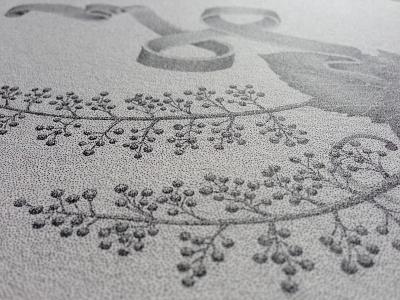 Detail shot - BLANC artist dots floral hand lettering handmade lettering letters ribbon rotring stippling typography wine