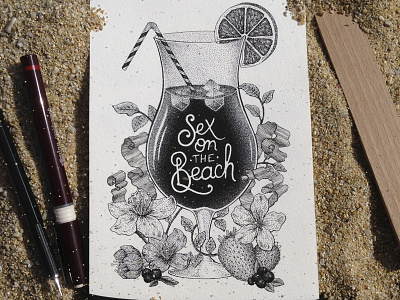 Sex on the beach 3d dots hand lettering handlettering handmade pointillism rotring shades stippling typography