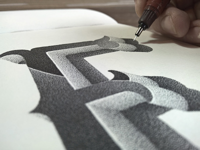 Alphabet series alphabet handlettering illustration ink lettering pointillism stippling typographie typography