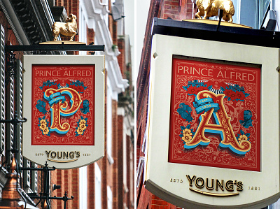 Prince Alfred Pub Sign alfred design drawing illustration lettering lettering artist london medals portrait prince pub pub sign royal sign signage signage design type typogaphy typography vector