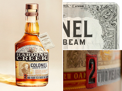 Jim Beam - 'Hardin's Creek' alcohol design detail dollar bill drawing guilloche hand drawn illustration intricate label ornate packaging pencil whiskey