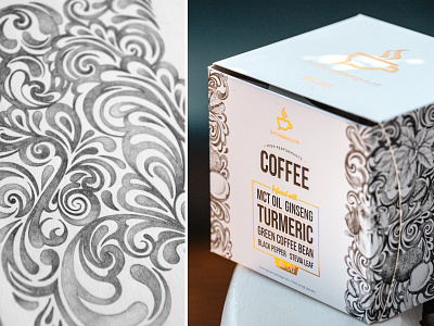 Before You Speak - 'THE OG' Performance Coffee coffee detail drawing hand drawn health illustration intricate ornate packaging pencil super food