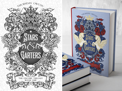 Stars & Garters Book Cover Art book cover design detail drawing editorial fantasy hand drawn illustration literature pen pencil typography young adult