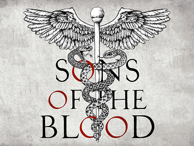 Sons Of The Blood book cover caduceus eyes hand drawn hatching pen pencil publishing snake stippling venom wings