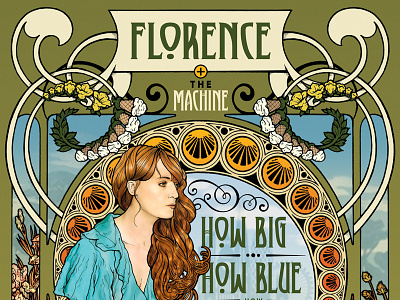Florence + the Machine art nouveau drawing face florence welch hair illustration london music pen pencil portrait time out