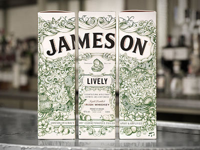 Jameson Lively deconstructed flowers hand drawn illustration jameson lively packaging pen pencil ship spirits whiskey