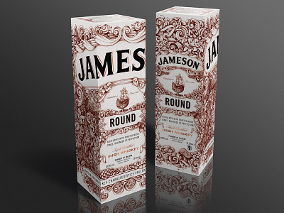 Jameson Round deconstructed hand drawn illustration jameson packaging pen pencil round ship spirits whiskey woodland