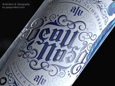 Beau Nash ambigram black letter bottle craft ale flourishes illustration label lettering packaging typography