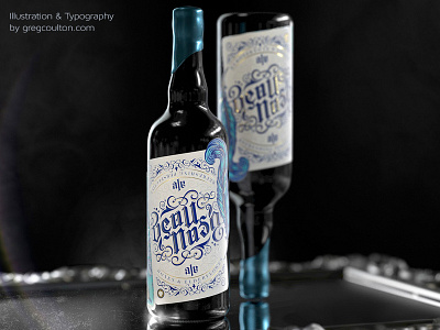 Beau Nash ambigram black letter bottle craft ale flourishes illustration label lettering packaging typography