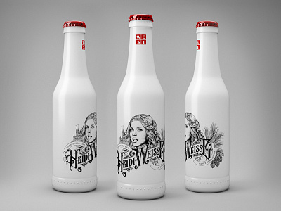 Heidi Weisse_Bottle beer bottle drawing hand drawn heidi lager packaging portrait typography