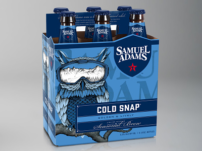 Samuel Adams_Cold Snap beer boston bottle hand drawn owl packaging pencil ski usa winter