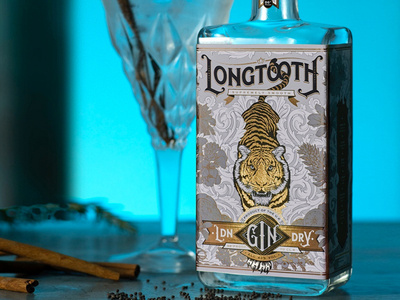 Longtooth London Dry Gin alcohol alcohol branding conservation detail gin hand drawn illustration lettering logo logo design logotype packaging packaging design tiger tiger logo typography vector vector art vector illustration wwf