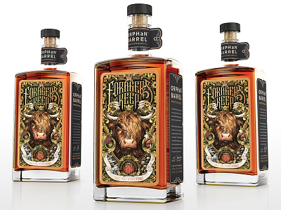 Forager's Keep by Orphan Barrel Whiskey Co. bottle design detail drawing hand drawn illustration intricate label label packaging labeldesign lettering limited edition packaging packaging design pen rare single malt typography whiskey and branding whisky