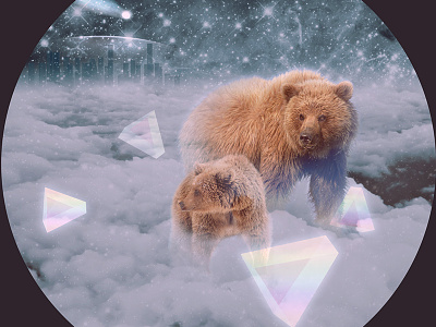 Bear Cub bear clouds drew turner grizzly prism retro future space