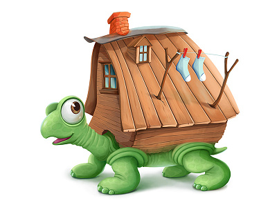 Turtle character house illustration photoshop turtle