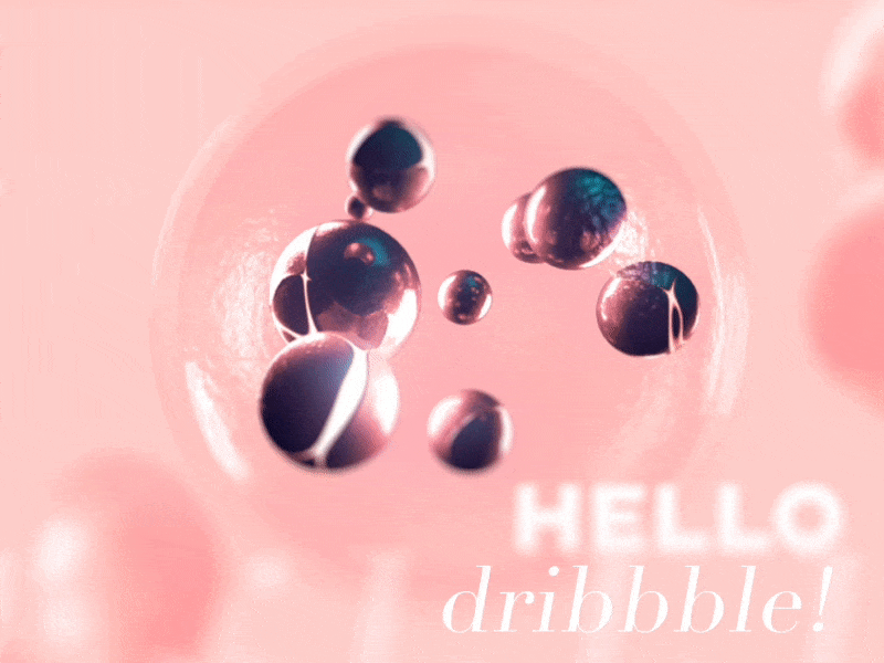 Hello! animation ball c4d debut dribbble hello invitation lights pinky soft body