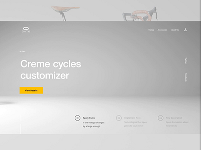 Creme concept customizer banner bike c4d creme custom customize cycle cycles header hero slider ui uix vray web
