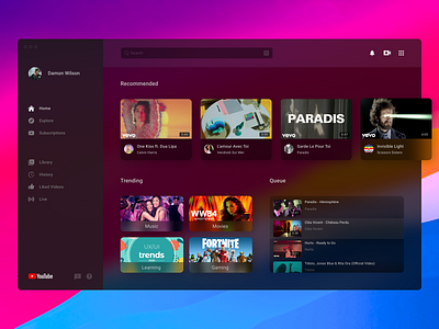 YouTube App | Mac app dark mode dark ui figma figma design inteface mac mac app mac os ui uidesign ux uxdesign