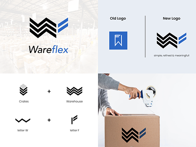 Logo Redesign Concept - Wareflex 3d branding factory graphic design logo logo designs logo redesign logo works redesign warehouse warehouse logo