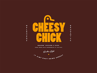 Cheesy Chick branding chicken food identity logo minimal retro south vintage
