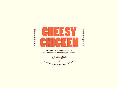 Cheesy Chick branding chicken food identity logo minimal retro south vintage