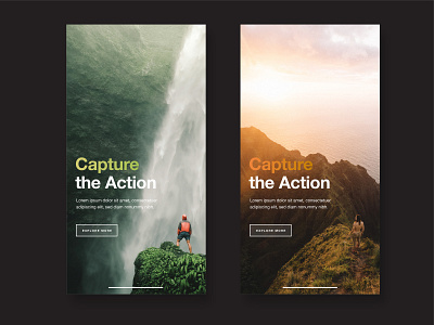 Capture the Action UI Screens adventure app app concept button camera clean iphone layout minimal screens type ui ui ux ui ux design