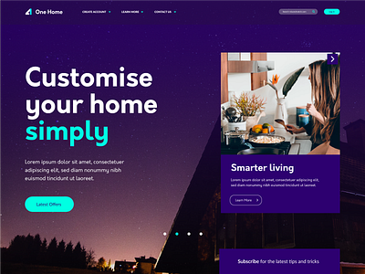 One Home banner home homepage interface landing page minimal simple smart home texture web web banner website