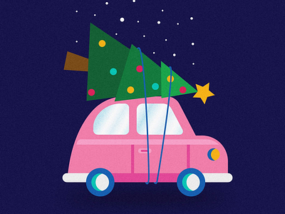 Christmas illustration car illustra christmas daily design december illustration isolation creation vintage inspired