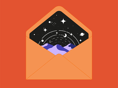 Letter design designer galaxy graphic design hills illustration illustration art letter lettermark mail minimalistic moon mountains saturn simple sky space spaceship star stars