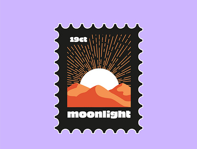 Stamp branding design graphic design illustration logo logodesign minimalism moonlight mountains simple simplicity vintage font vintage inspired